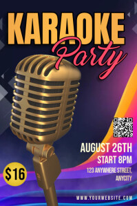 Purple Modern & Minimal Karaoke Party Poster Плакат template