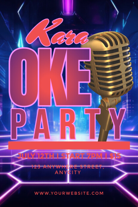 Purple Modern & Minimal Karaoke Party Poster template