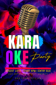 Purple Modern & Minimal Karaoke Party Poster Плакат template