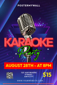 Purple Modern & Minimal Karaoke Party Poster template