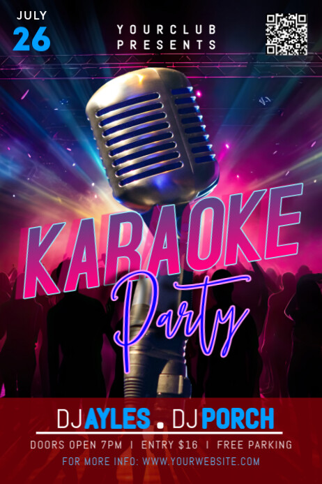Purple Modern & Minimal Karaoke Party Poster Cartaz template