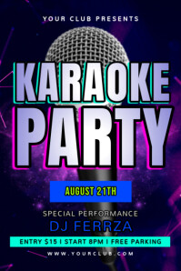 Purple Modern & Minimal Karaoke Party Poster template