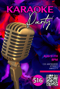 Purple Modern & Minimal Karaoke Party Poster template