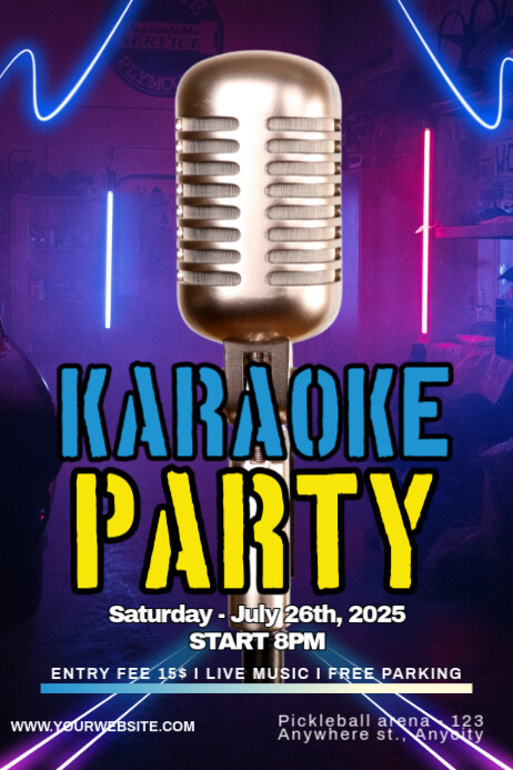 Purple Modern & Minimal Karaoke Party Poster Plakkaat template