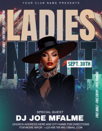 Purple Modern & Minimal Ladies Night Event Flyer Folheto (US Letter) template