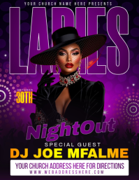 Purple Modern & Minimal Ladies Night Out Flyer Volante (Carta US) template