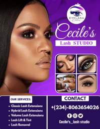 Purple Modern & Minimal Lash Extension Flyer  Flyer (us Letter) Pamflet (VSA Brief) template