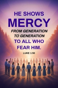 Purple Modern & Minimal Luke 1:50 Today's Bible Verse Pinterest Graphic template