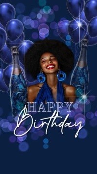 Purple Modern & Minimal Magical Royal Blue Birthday Instagram Story template