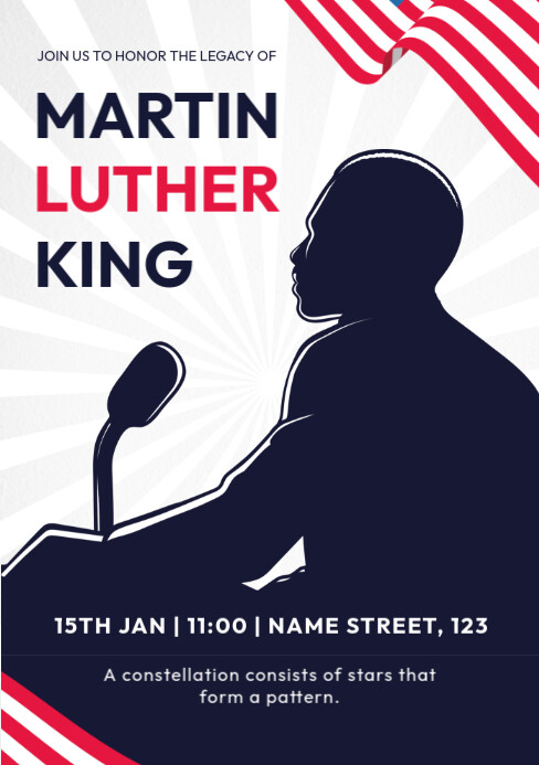 Purple Modern & Minimal Martin Luther King Poster A5 Template ...