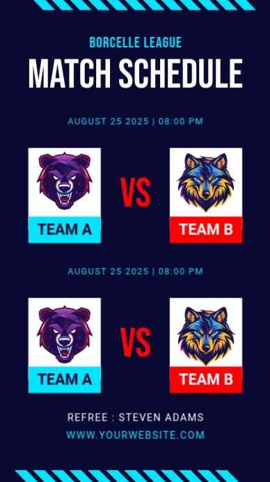Purple Modern & Minimal Match Schedule Instagram Story template