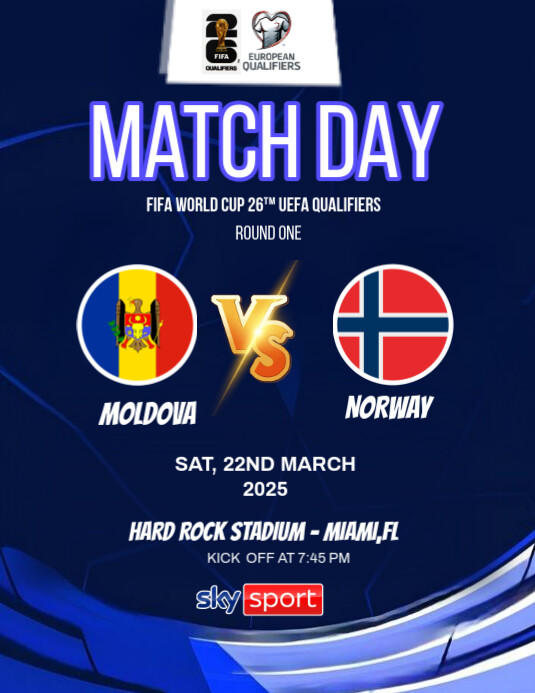 Copy of Purple Modern & Minimal Moldova Vs Norway Fifa World Cup 26 ...