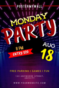 Purple Modern & Minimal Monday Party Poster template