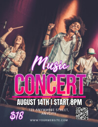 Purple Modern & Minimal Music Concert Pamflet (letter As) Flyer (US Letter) template