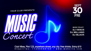 Purple Modern & Minimal Music Concert Video  Digital Display (16:9) template