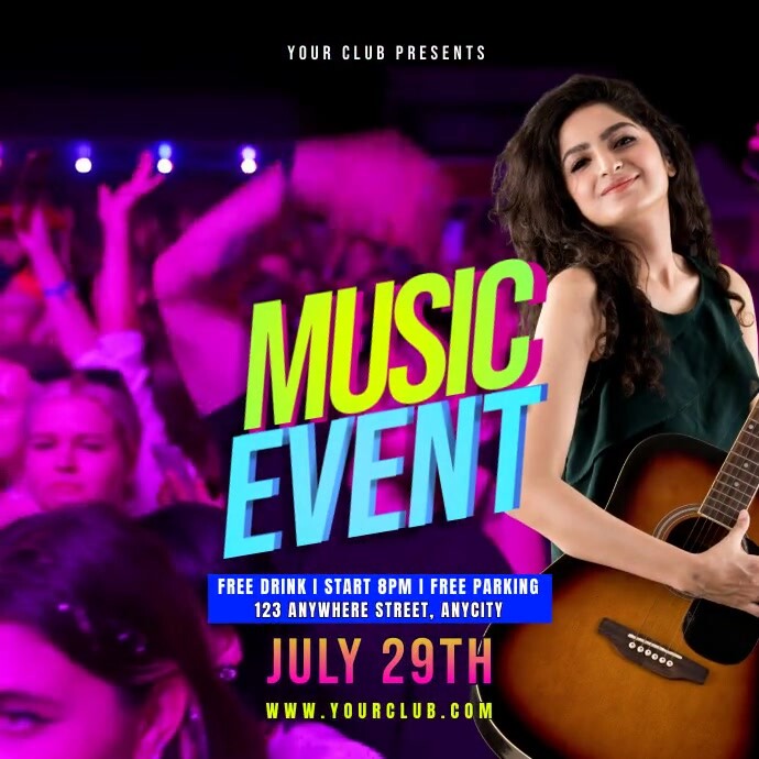 Purple Modern & Minimal Music Event Pos Insta Template | PosterMyWall