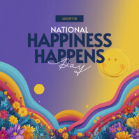 Purple Modern & Minimal National Happiness Happens Day Instagram Post template