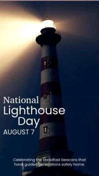 Purple Modern & Minimal National Lighthouse Day Digital Display (9:16) template