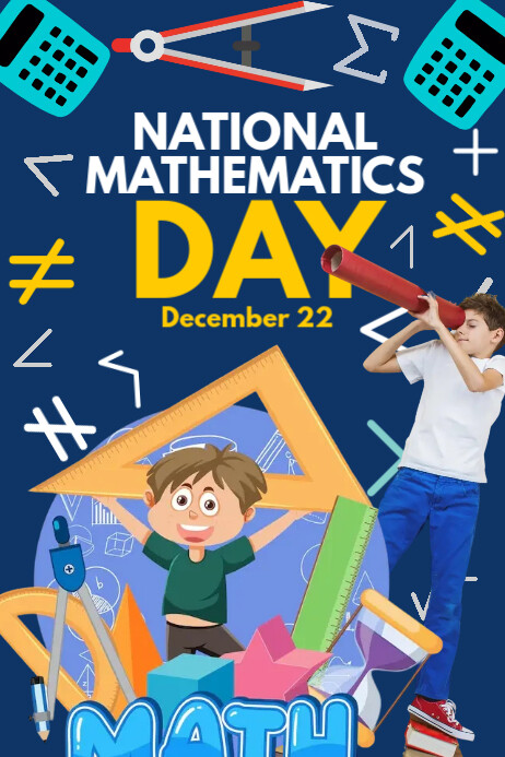 Purple Modern & Minimal National Mathematics Day Poster Template ...
