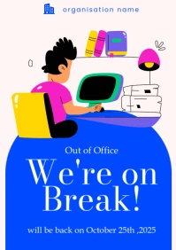 Purple Modern & Minimal Out Of Office Flyer A3 template