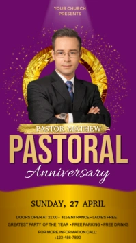Purple Modern & Minimal Pastoral Anniversary Digital Display (9:16) template
