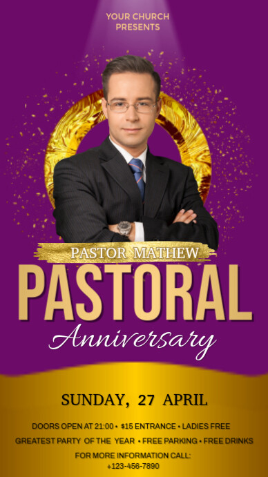 Purple Modern & Minimal Pastoral Anniversary Digital Display (9:16) template