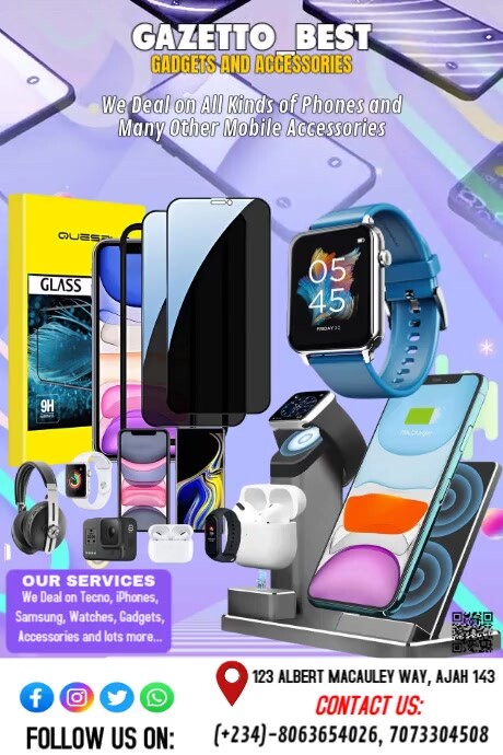 Purple Modern & Minimal Phones And Gadgets Store Poster Template ...