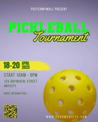 Purple Modern & Minimal Pickleball Tournament Instagram Portrait template
