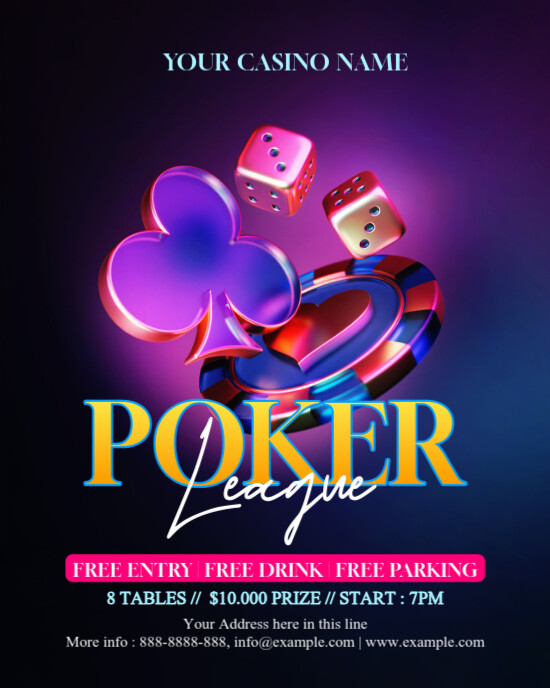 Purple Modern & Minimal Poker League Instagram Portrait template