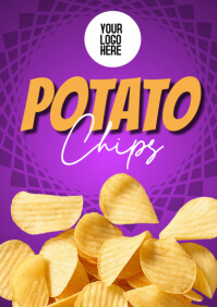 Purple Modern & Minimal Potato Chips Packaging Label Design A5 template