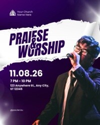 Purple Modern & Minimal Praise & Worship Event Instagram Portrait template