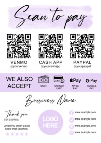 Purple Modern & Minimal Qr Code A6 template