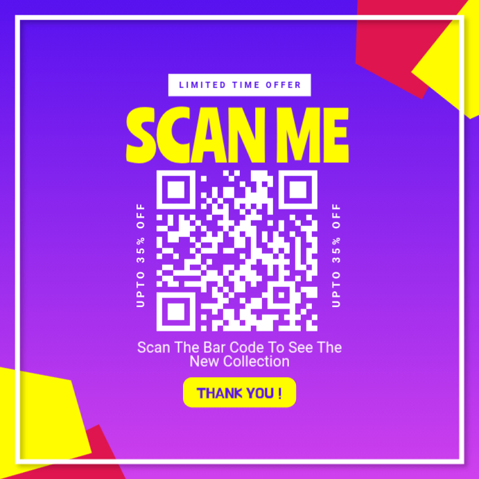 Purple Modern & Minimal QR Code Promotion Instagram Post Template ...
