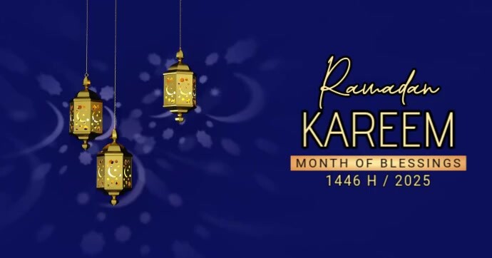 Purple Modern & Minimal Ramadan Kareem Gambar Bersama Facebook template