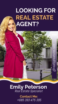 Purple Modern & Minimal Real Estate Agent Ins Instagram Story template