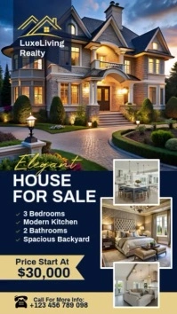 Purple Modern & Minimal Real Estate House Sale Digital Display (9:16) template