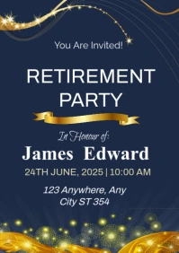 Purple Modern & Minimal Retirement Party Celebration  A2 template