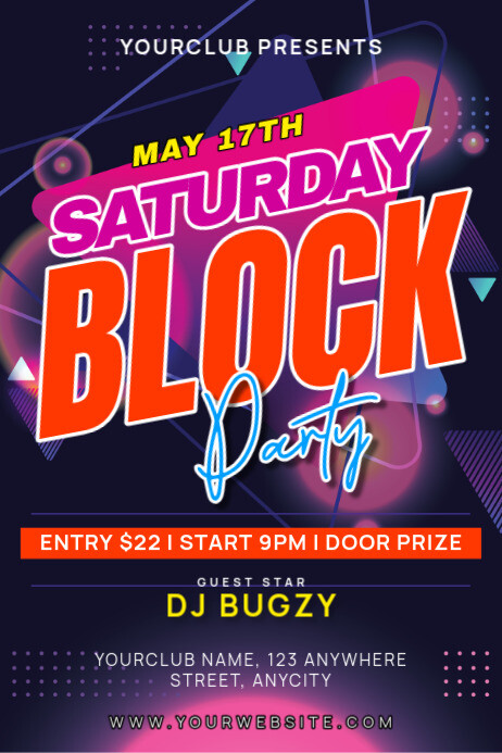 Copy of Purple Modern & Minimal Saturday Block Party Poster | PosterMyWall