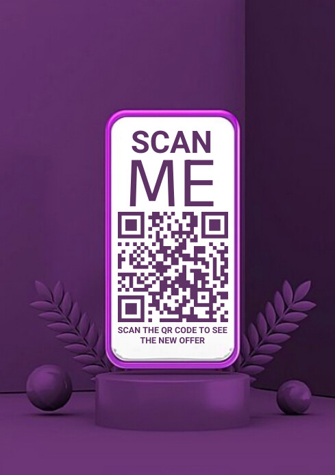 Purple Modern & Minimal Scan Me A4 template