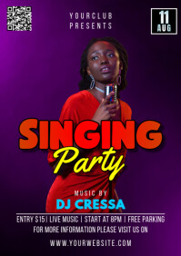 Purple Modern & Minimal Singing Party A3 template