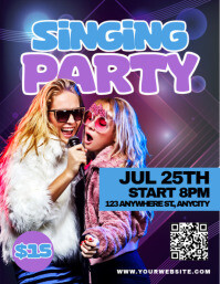 Purple Modern & Minimal Singing Party Pamflet (letter As) Volante (Carta US) template