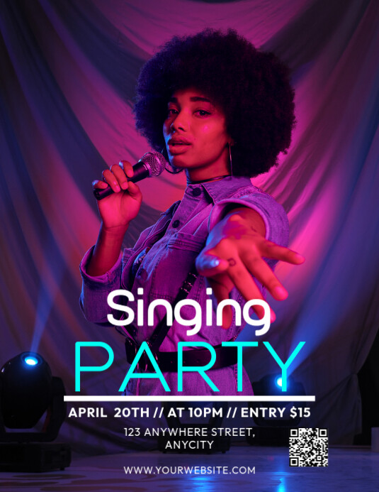 Copy of Purple Modern & Minimal Singing Party Pamflet (letter As ...