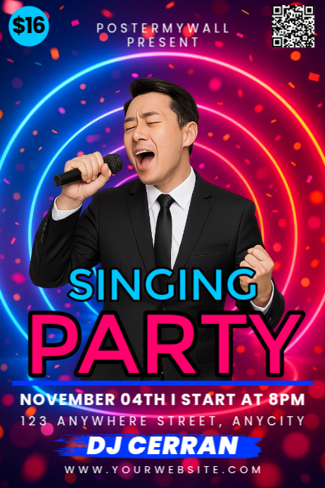 Purple Modern & Minimal Singing Party Poster Template | PosterMyWall