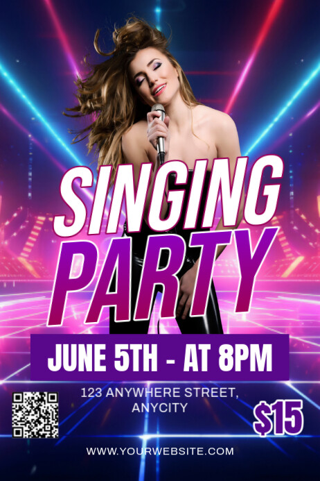 Purple Modern & Minimal Singing Party Poster template