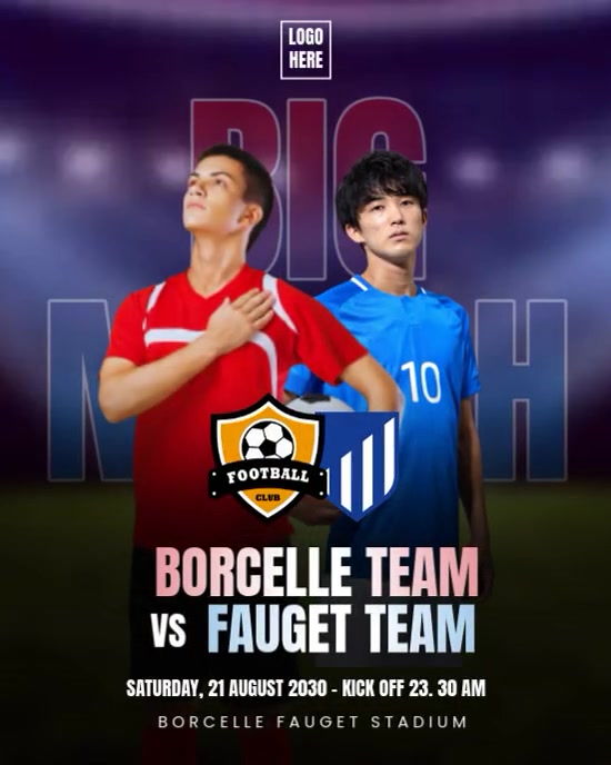 Purple Modern & Minimal Soccer Match Day Instagram Portrait template