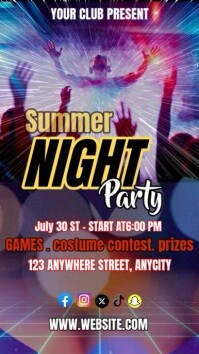 Purple Modern & Minimal Summer Night Party  Reel Instagram template