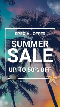 Purple Modern & Minimal Summer Sale Tampilan Digital Display (9:16) template