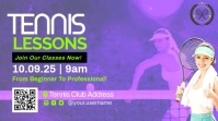 Purple Modern & Minimal Tennis Match Promo Digital Display (16:9) template