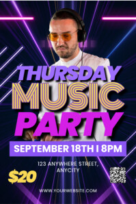 Purple Modern & Minimal Thursday Music Party Poster template