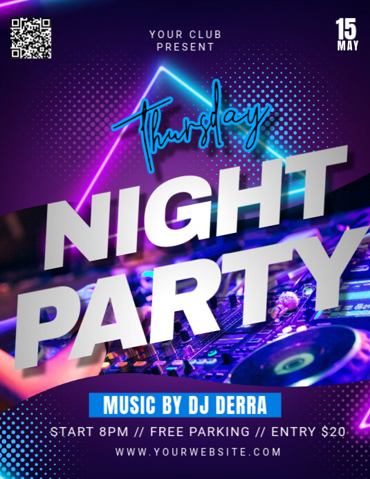 Copy of Purple Modern & Minimal Thursday Night Party Pamflet (letter As ...